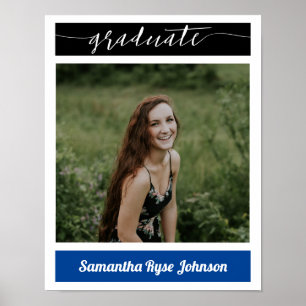 Bleu moderne bloc photo poster de graduation