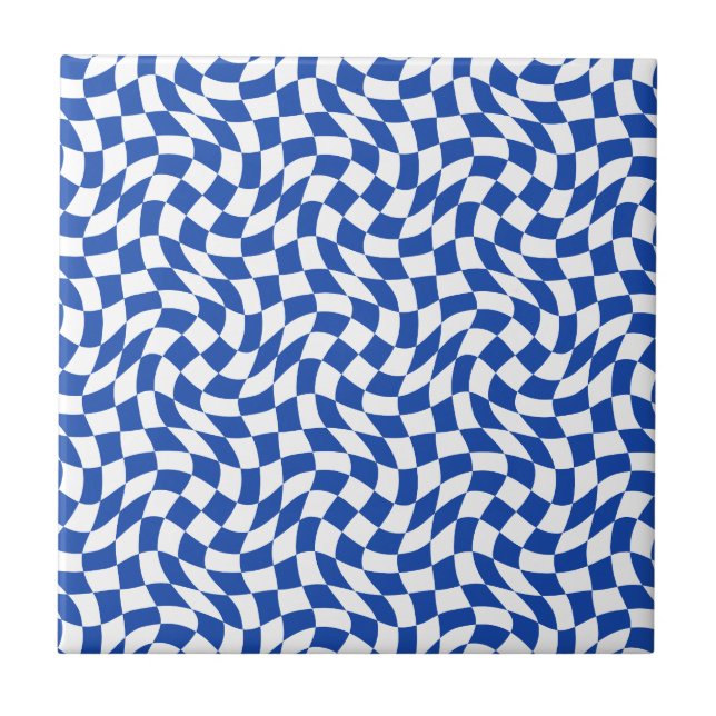 Bleu moderne rétro tourbillon carreaux (Devant)