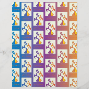Bleu moderne, violet, orange Tulip Couple Floral