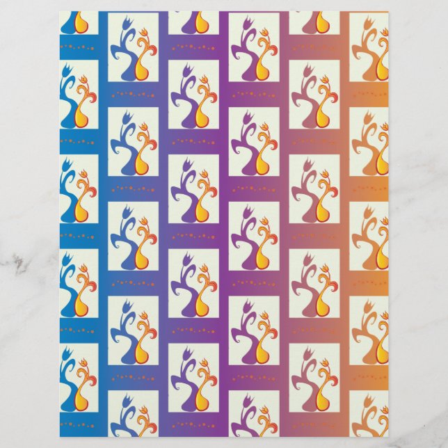 Bleu moderne, violet, orange Tulip Couple Floral (Devant)