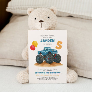 Bleu Monster Camion Invitation Anniversaire