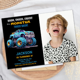 Bleu Monster Camion Invitations Anniversaire Photo