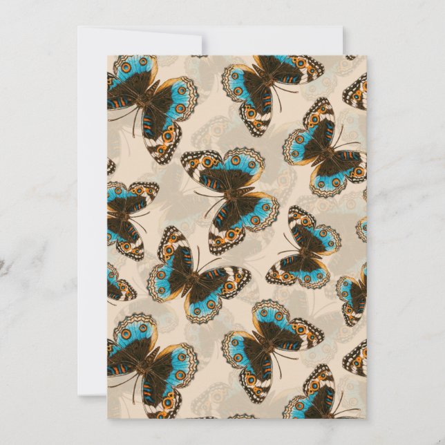 Bleu motif papillon Pansy sur blanc (Devant)