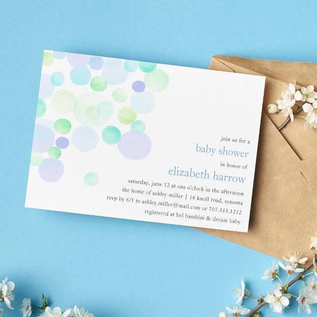 Bleu mousseux | Invitation Baby shower (Créateur téléchargé)