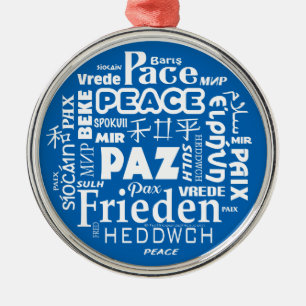 Bleu multilingue de paix de décoration de Noël