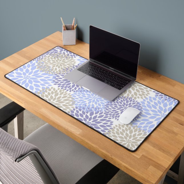 Bleu Myosotis et Dahlia Floral Gris (Bureau 2)