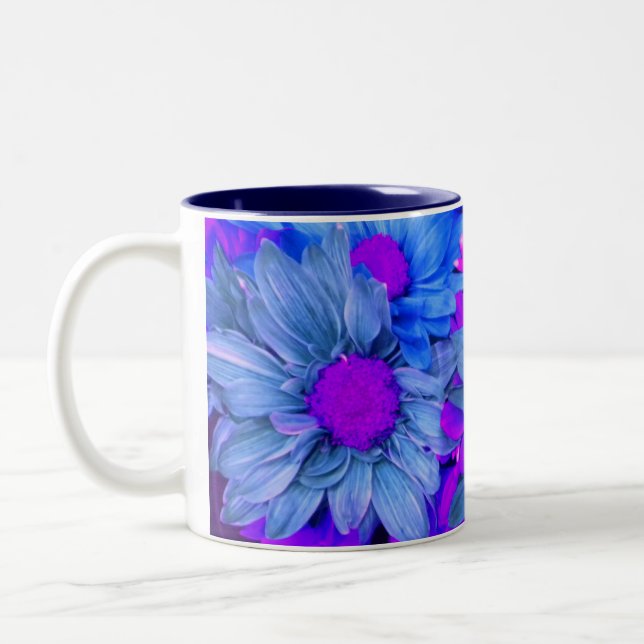 Bleu N Marguerite pourpre Mug (Gauche)