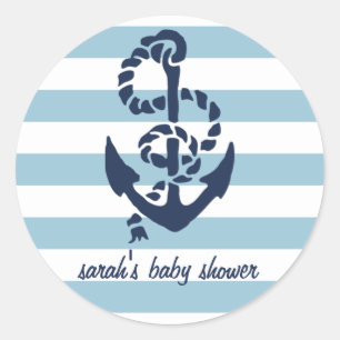 Bleu Nautique Ancre Baby shower Favoriser Stickers