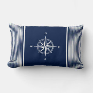 Bleu Nautique Coussin rayé avec étoile nautique