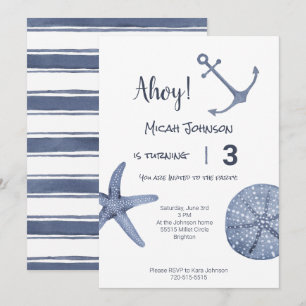 Bleu Nautique Invitation Anniversaire N'importe qu