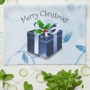 Bleu Noël cadeau serviette de cuisine