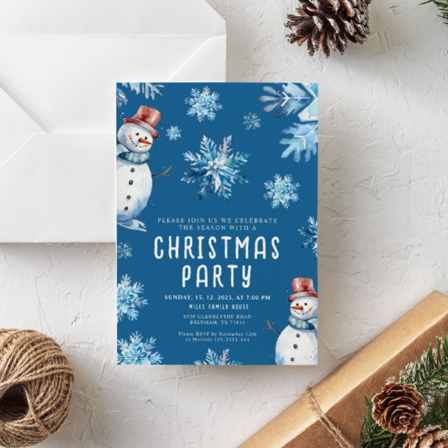 Bleu Noël Fête Invitation (Créateur téléchargé)