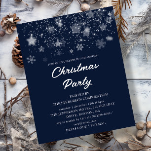 Bleu Noël Party Budget Invitation