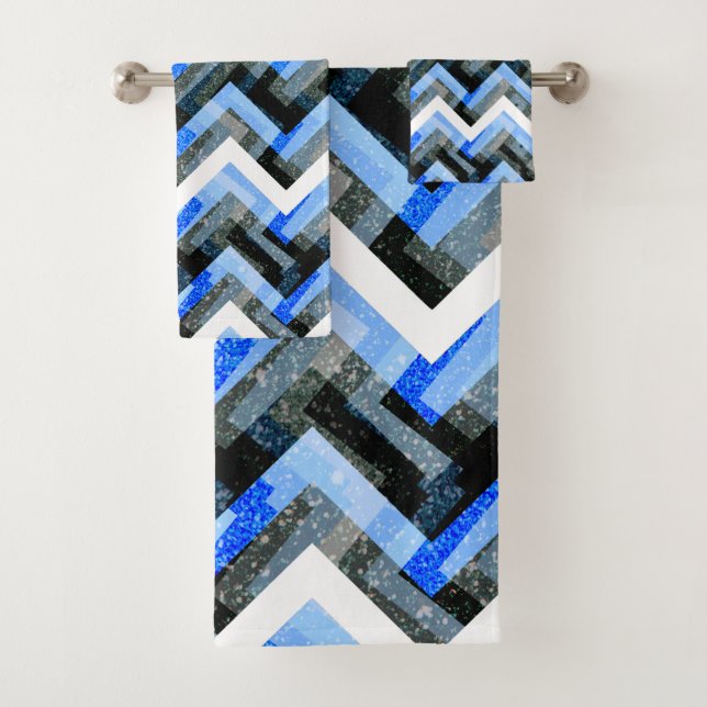 Bleu noir blanc Chevron Texté  (En situation)