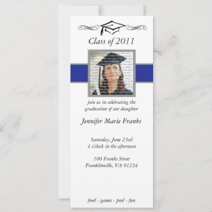Bleu, noir et argent Invitations de diplômés de l'