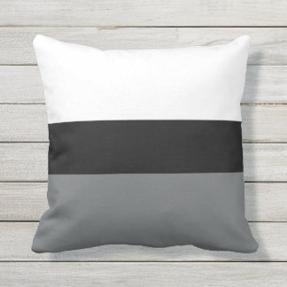 Bleu noir Gris Horizontal Rayures Lancer Oreiller