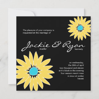 Bleu noir jaune Faire-part de mariage
