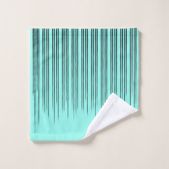 Bleu noir/Turquoise Motif de bande élégant (Gant de toilette)
