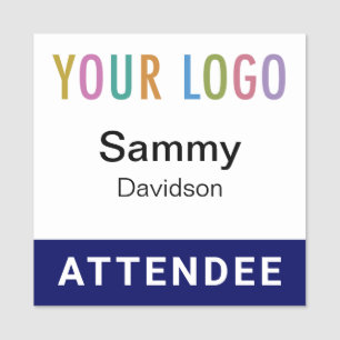 Bleu Nom du participant Badge avec logo ou carte m