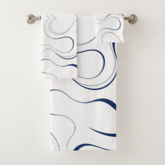 Bleu Nuit Moderne Lignes de Ruban Abstrait Été