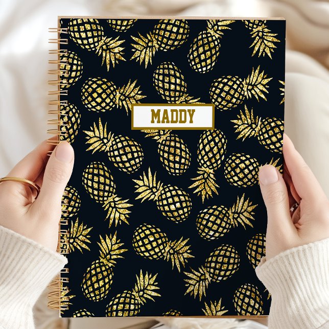 Bleu Nuit Or Personnalisé Annuel à l'ananas (Créateur téléchargé)