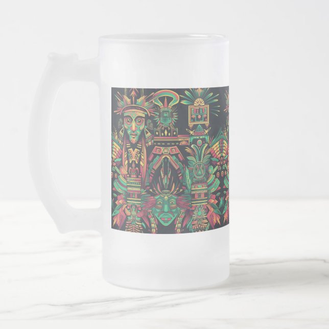 Bleu ondulé "Aztec Dream" Mug en verre de 473ml (Gauche)
