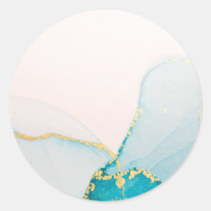 Bleu or Aquarelle Classic rond Sticker