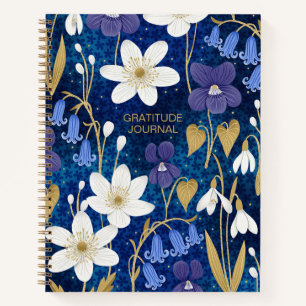 Bleu & Or Illustré Floral Gratitude Journal