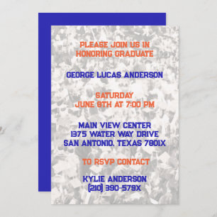 Bleu Orange Athlète Joueur Graduation Invitation