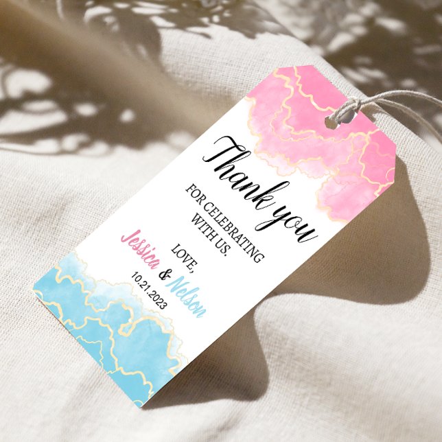 Bleu ou rose Genre révéler merci étiquettes cadeau (Créateur téléchargé)