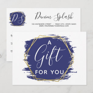 Bleu Paint Stroke & Carte de certificat Or moderne