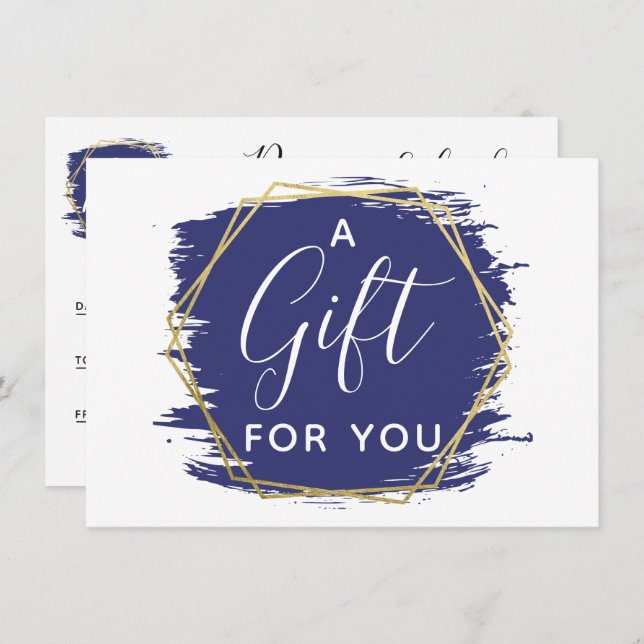 Bleu Paint Stroke & Carte de certificat Or moderne (Devant / Derrière)