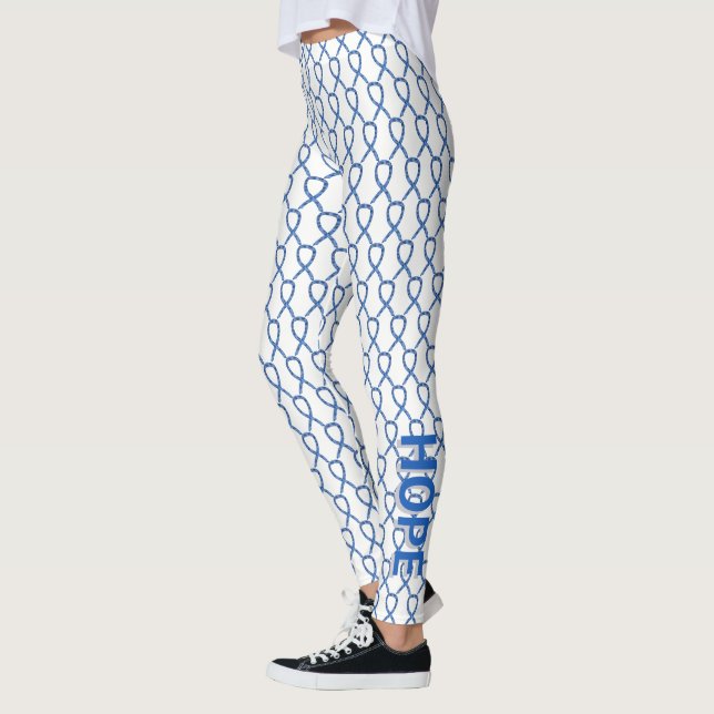 Bleu Paisley Sensibilisation Ruban Leggings person (Gauche)