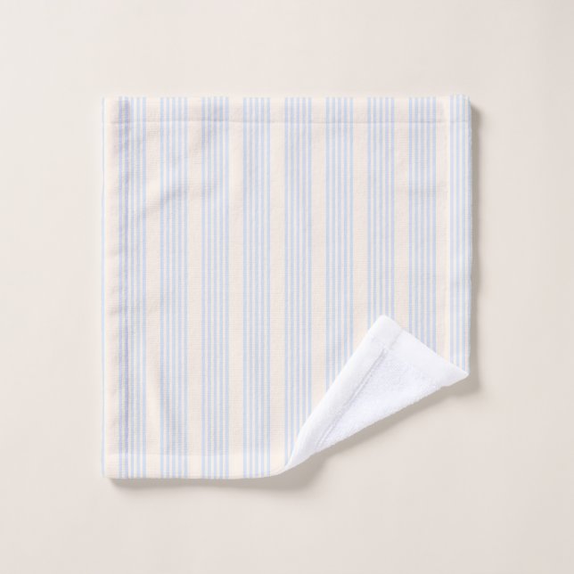 Bleu pâle et beige cinq rayures motif (Gant de toilette)