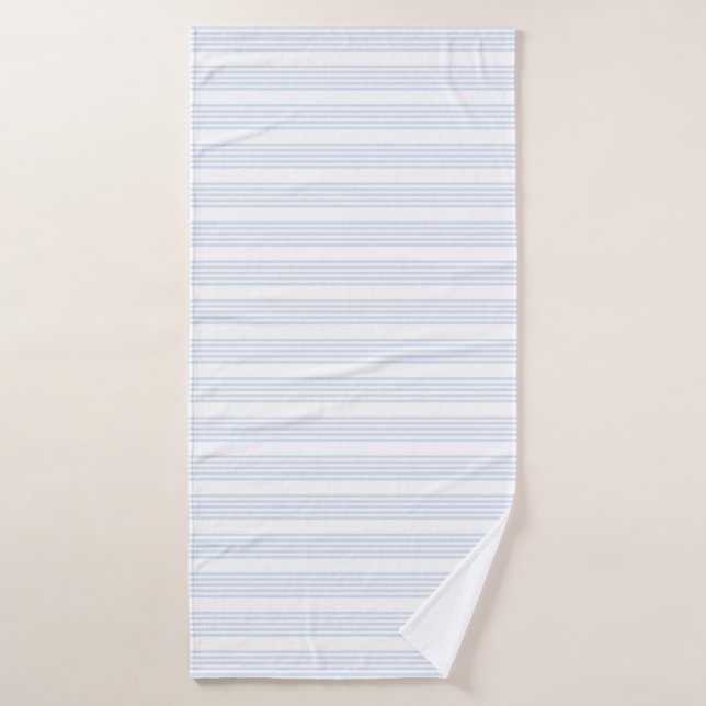 Bleu pâle et blanc cinq bandes motif (Serviette de bain)