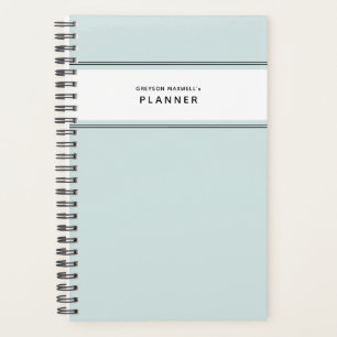 Bleu pâle Noir et Blanc Minimal Simple Planner