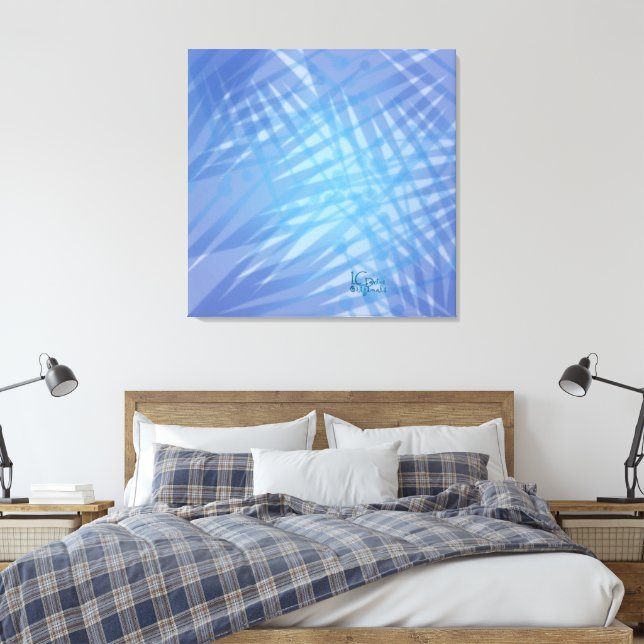 Bleu Palmiers toile étirée Impression (Insitu(Chambre))