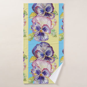 Bleu Pansy Violet Fleurs Florales Serviettes De Ba