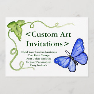 Bleu papillon Art Personnalisé Invitations
