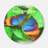 Bleu papillon Croire Affirmations Magnet