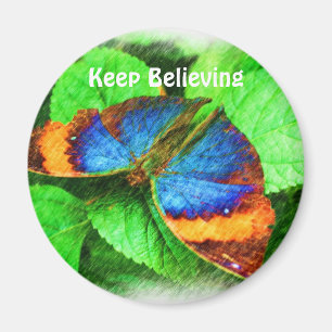Bleu papillon Croire Affirmations Magnet