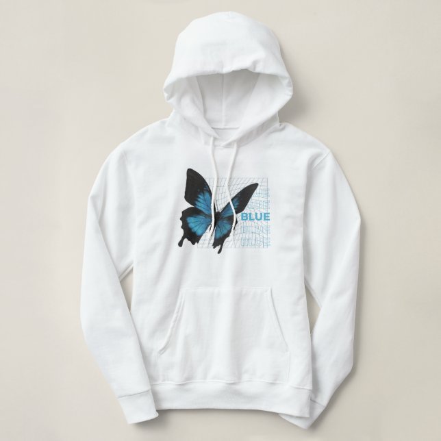 Bleu papillon Elégance : Sweat - shirt à capuche p (Design devant)