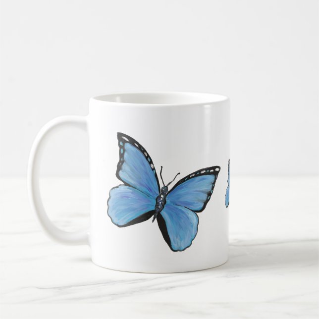 Bleu papillon en céramique Mug (Gauche)