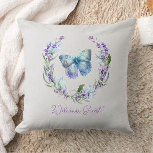 Bleu papillon et Coussin de couronne de lavande