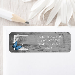 Bleu papillon Étiquette rustique