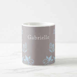 Bleu papillon floral Mug