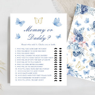 Bleu papillon maman ou papa Baby shower jeu