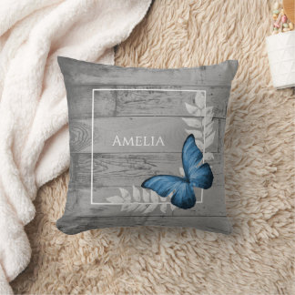 Bleu Papillon Rustique Jeu oreiller