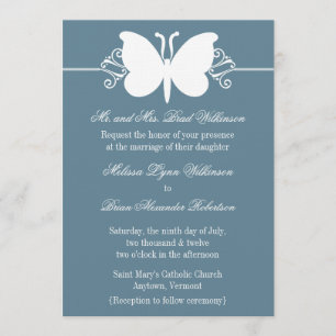 Bleu papillon tourbillonne Mariage Invitation