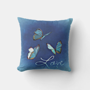 Bleu papillons Saint Valentin Coussin
